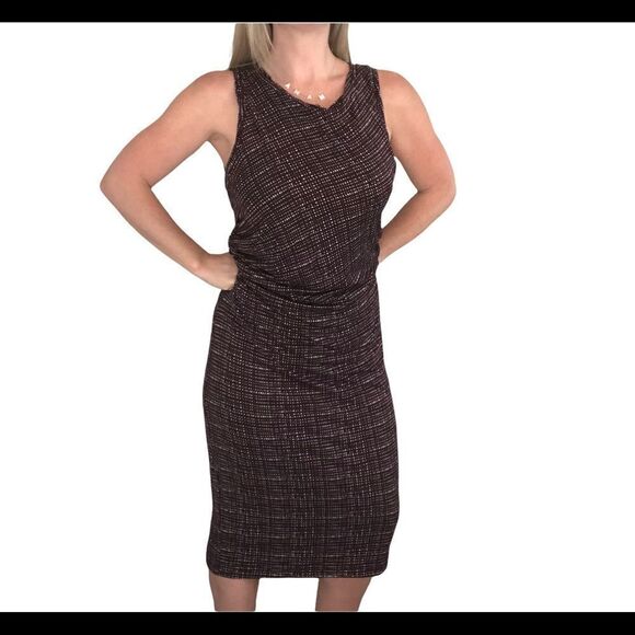 NWT LOFT deep purple and white dress - Picture 2 of 7